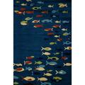 Art Carpet 3 X 4 Ft. Seaport Collection Fish School Woven Area Rug, Navy Blue 841864117030
